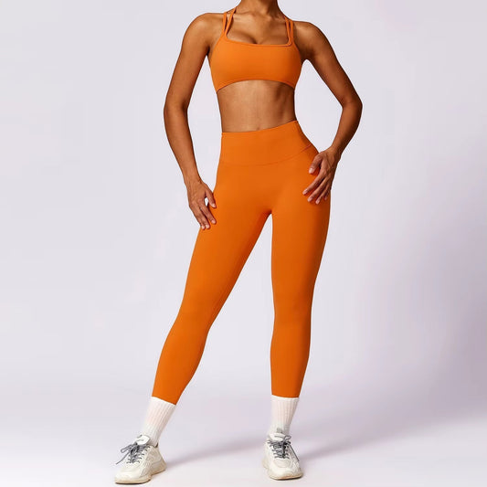 Nude Feeling Yoga Set for Women - 2PCS Sport Bra & Leggings